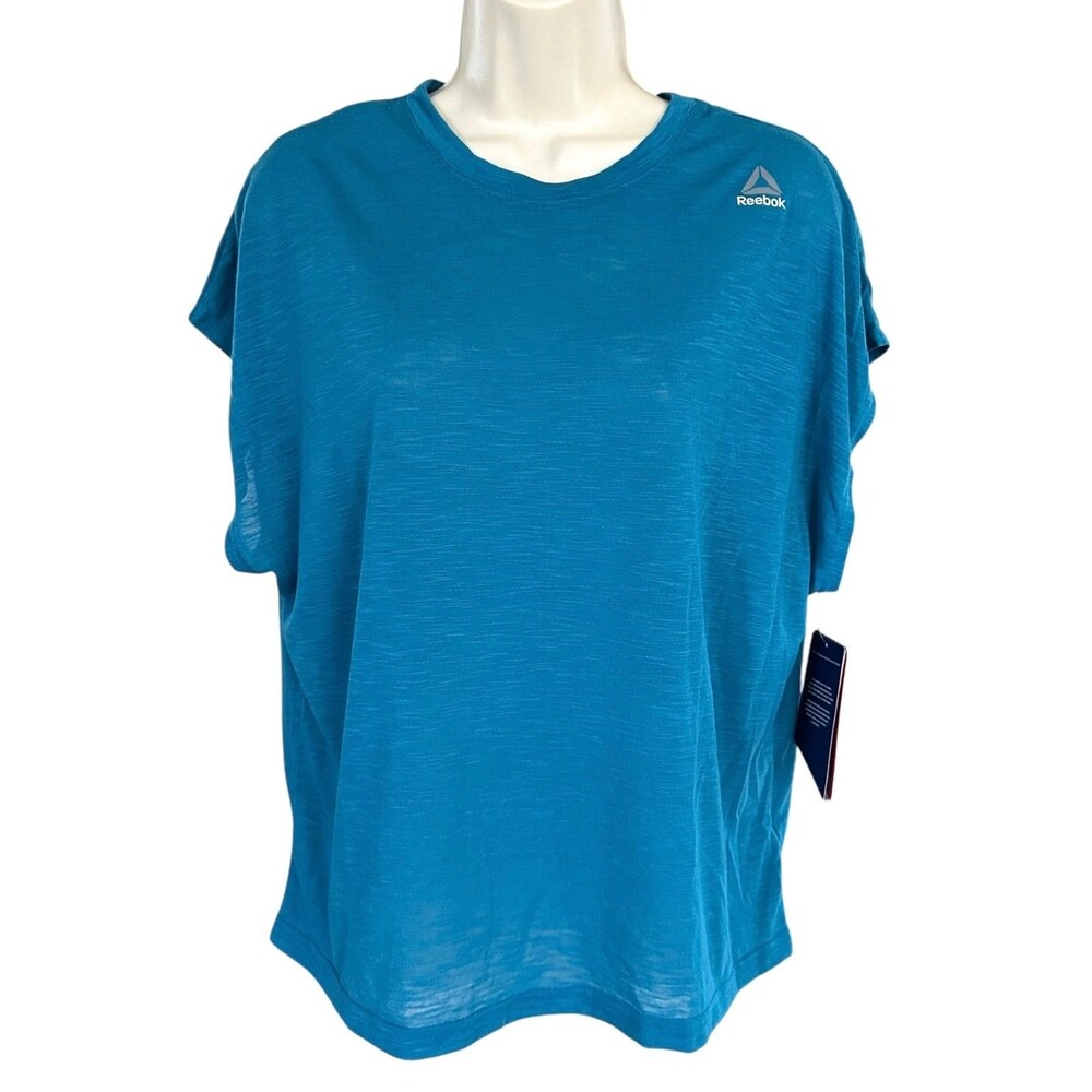 Reebok Women's SPEEDWICK Active Top Short Sleeve Open Back w/Tie Size XL Teal